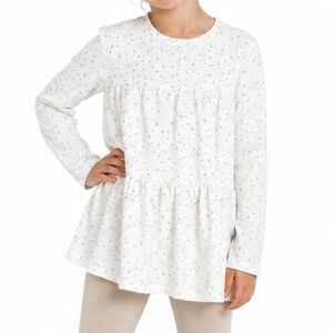 Crewcuts Tiered Tunic Girls Large White Gold Star Moon Celestial Top BC655